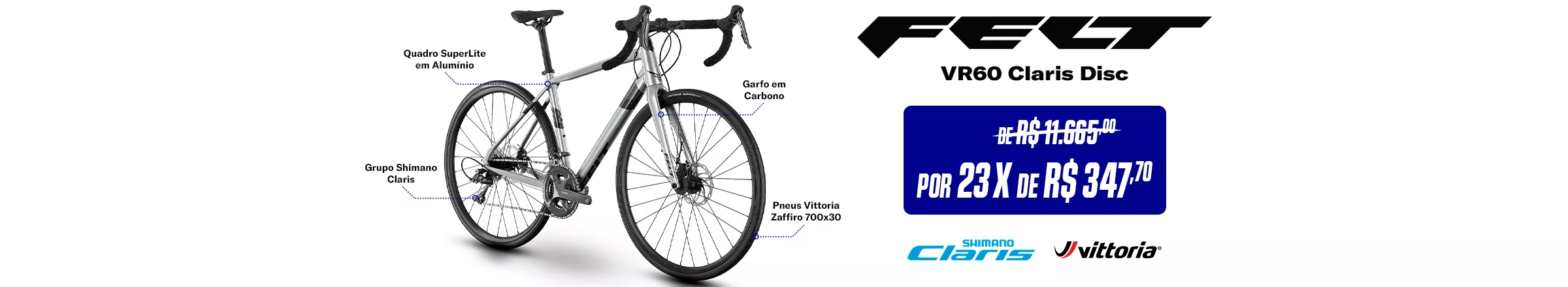 Bicicleta Felt VR60 Claris Disc Prata