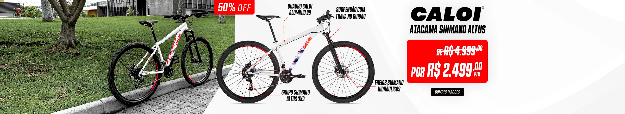 Bicicleta Caloi Atacama Shimano Altus 50% OFF