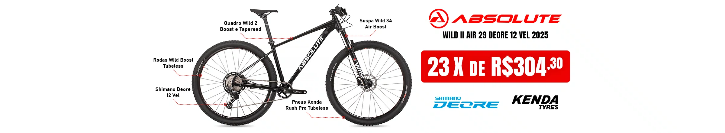 Bicicleta Absolute Wild II Air 29 Deore 12 vel 2025 