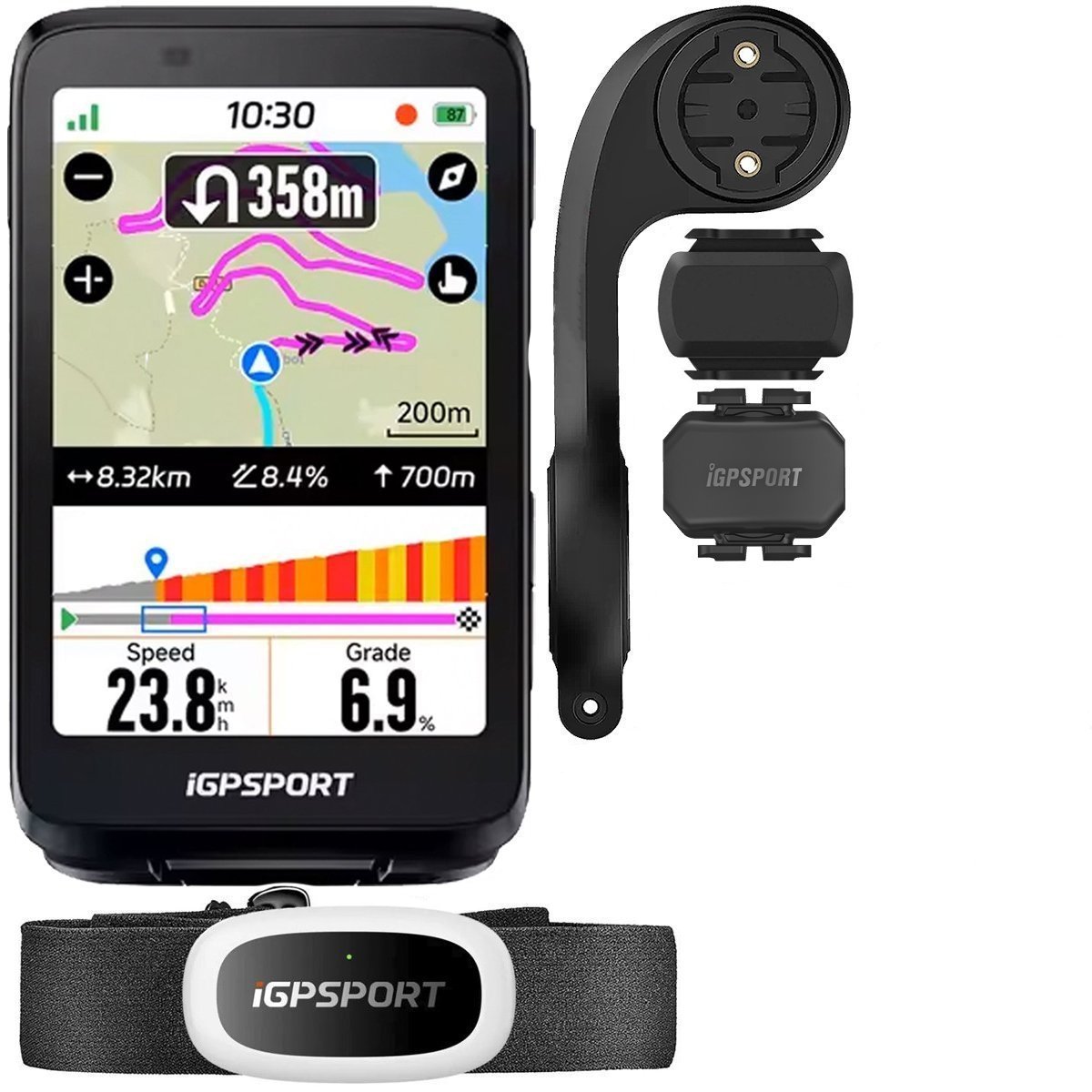 Ciclocomputador com GPS Igpsport Binavi Air Touch Screen Bundle II
