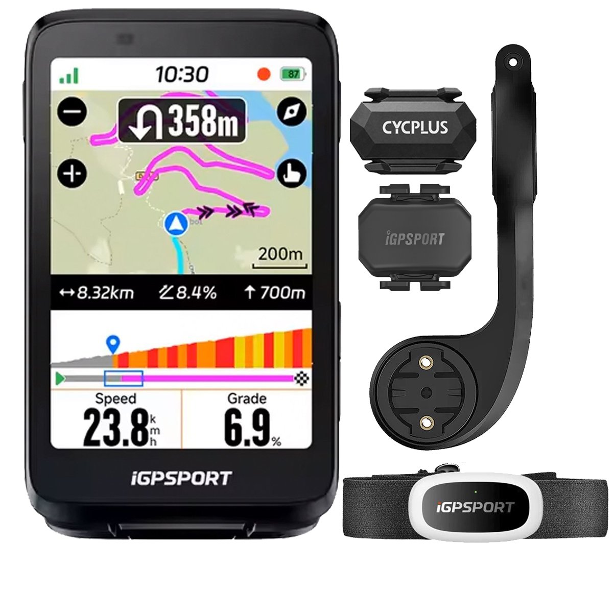 Ciclocomputador com GPS Igpsport Binavi Air Touch Screen Bundle II