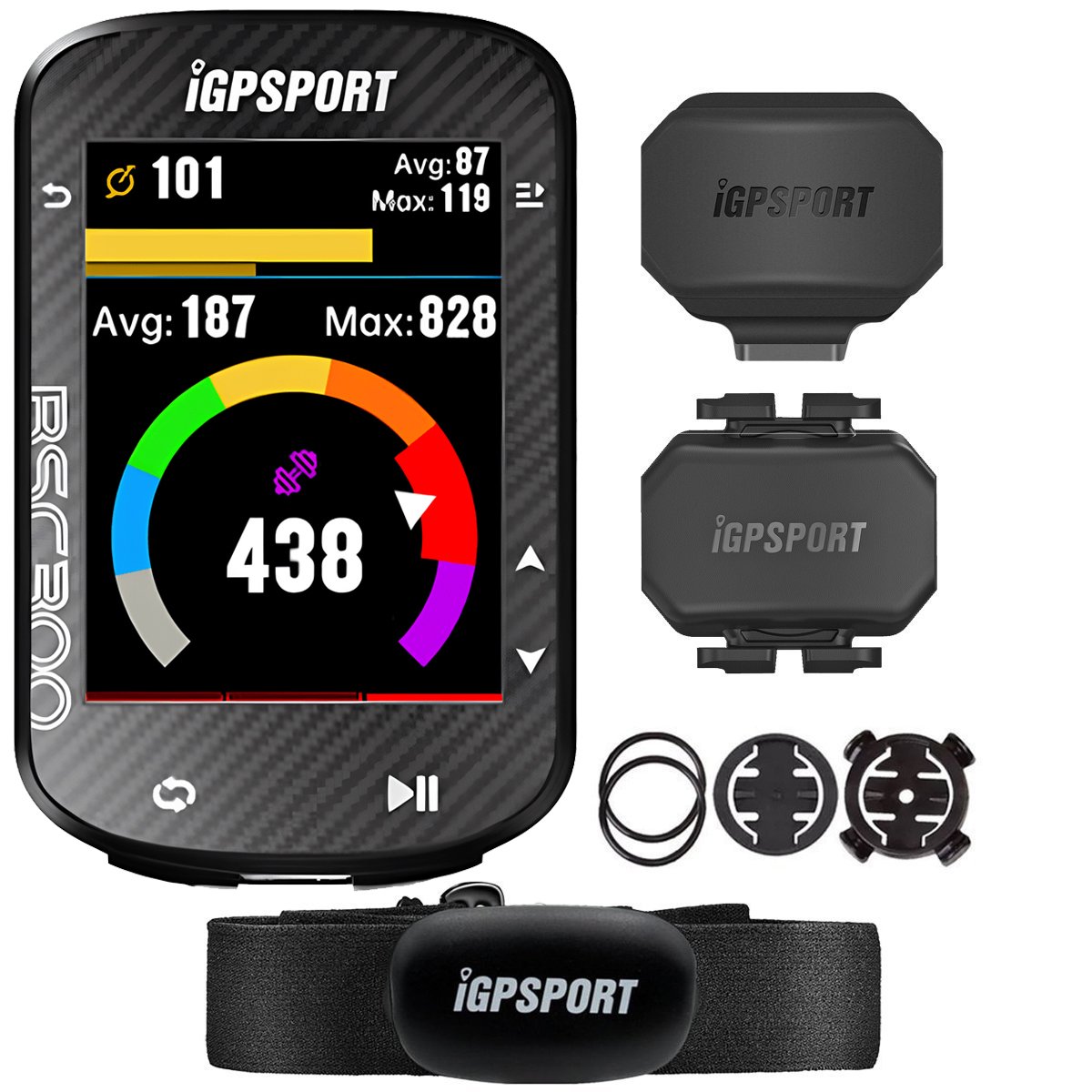 Kit Igpsport com GPS BSC300 e Sensores Cardíaco Cadência