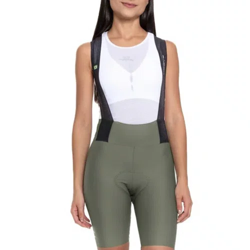 Bretelle de Ciclismo Marcio May Moove Gel Verde Feminino