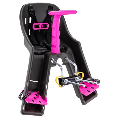 Cadeirinha Infantil de Bicicleta Kalf Baby Bike Dianteira Grafite e Rosa