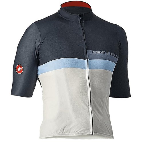 Camisa de Ciclismo Castelli A Blocco Branca e Azul
