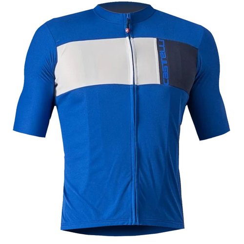 Camisa de Ciclismo Castelli Prologo 7 Jersey Azul e Branca