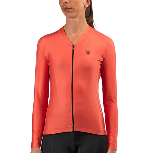 Camisa de Ciclismo Free Force Training Living Manga longa Feminina Laranja