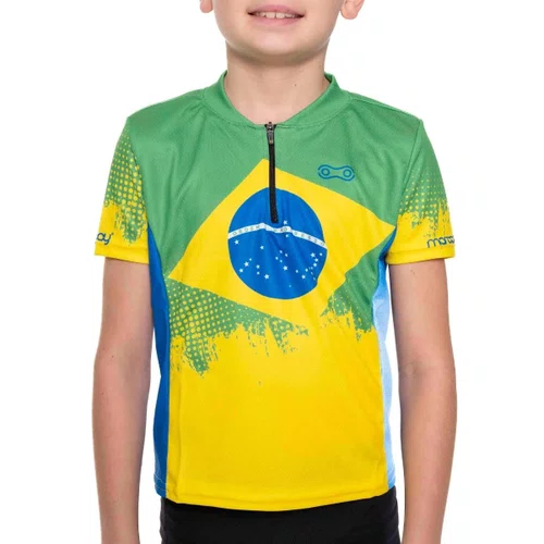 Camisa de Ciclismo Marcio May Bandeira Brasil Infantil Camisa de Ciclismo Marcio May Bandeira Brasil Infantil