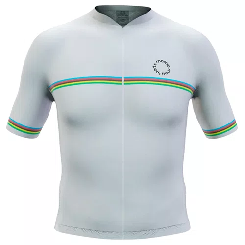 Camisa de Ciclismo Marcio May New Sport Campeão Mundial Branca
