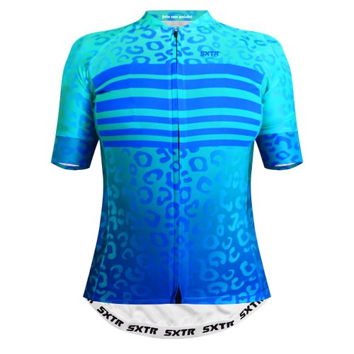 Camisa de Ciclismo SportXtreme Animali Slim Feminina Azul