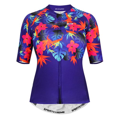 Camisa de Ciclismo SportXtreme Califórnia Slim Feminina Roxa e Laranja