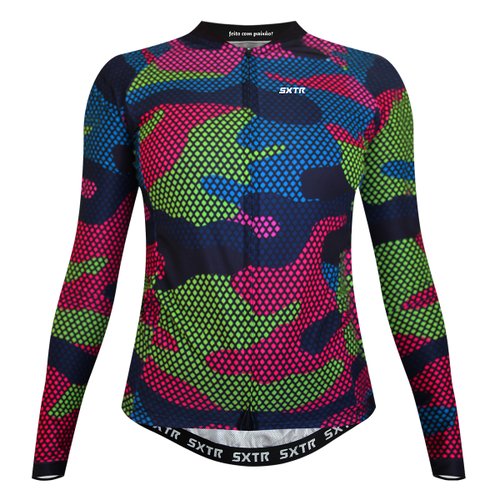 Camisa de Ciclismo SportXtreme cargo Slim Manga Longa Feminina Verde e Rosa