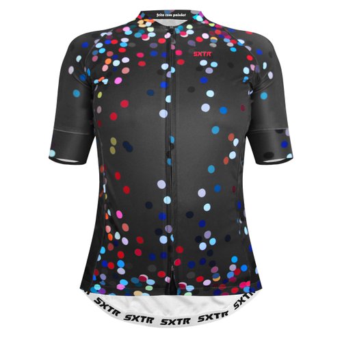 Camisa de Ciclismo SportXtreme Confetti Slim Feminina Preta