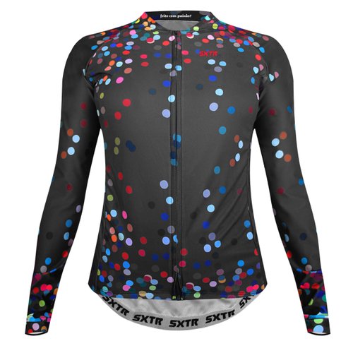 Camisa de Ciclismo SportXtreme Confetti Slim Manga Longa Feminina Preta