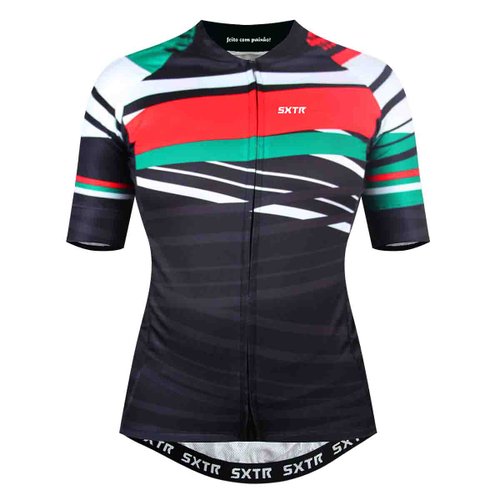 Camisa de Ciclismo SportXtreme Itália Slim Feminina Preto e Vermelha