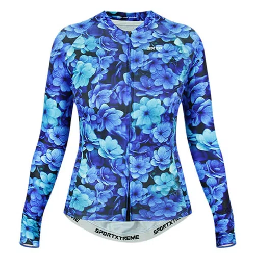 Camisa de Ciclismo Sportxtreme Slim Manga Longa Turmalina Feminina Azul