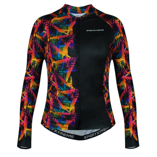 Camisa de Ciclismo SportXtreme Trace Slim Manga Longa Feminina Preta