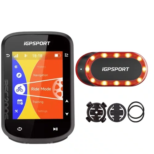 Kit GPS Igpsport BSC200S + Sinalizador Traseiro SR Mini 30 Lúmens