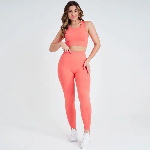 Conjunto Fitness Marcio May Top + Legging Romilla Laranja