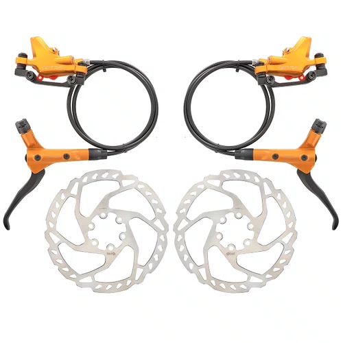 Freio de Bicicleta GTA Hidráulico Dianteiro e Traseiro com Disco Dourado