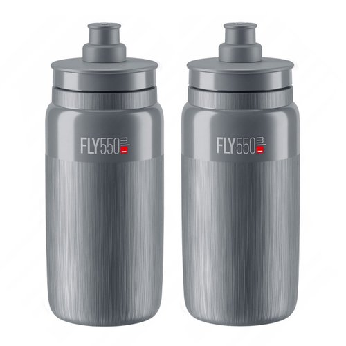 Garrafa de Ciclismo Elite Fly Tex Cinza 550ml 2 Unidades