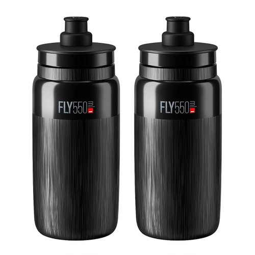 Garrafa de Ciclismo Elite Fly Tex Preto 550ml 2 Unidades