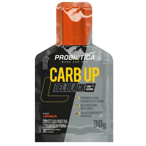 Gel Isotônico Probiotica Carb-Up Gel Black Laranja com Cafeína