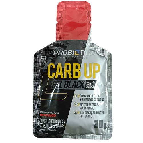 Gel Isotônico Probiotica Carb-Up Gel Black Morango com Cafeína