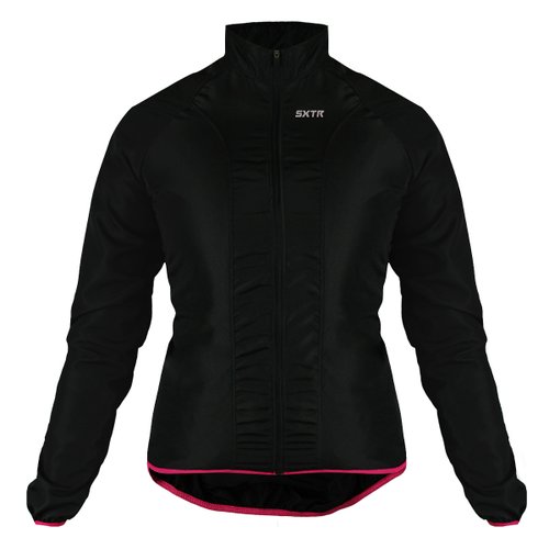Jaqueta de Ciclismo Corta Vento SportXtreme Comfort Feminina Preta e Rosa