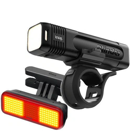 Kit Farol de Bicicleta Knog Blinder USB 600 Lúmens + Sinalizador Blinder Link 100 Lúmens