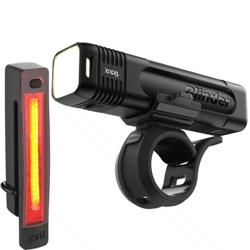 Kit Farol de Bicicleta Knog Blinder USB 600 Lúmens + Sinalizador Traseiro Plus USB 20 Lúmens