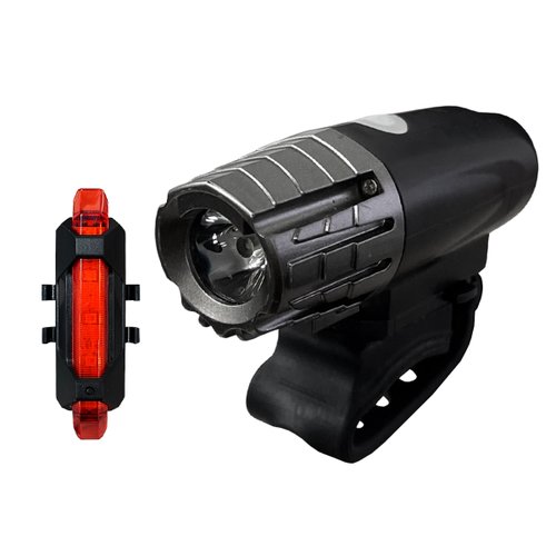 Kit Iluminação Farol de Bicicleta TSW USB 350 Lúmens + Sinalizador Traseiro TSW 8 Lúmens