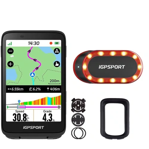 Kit GPS Igpsport Binavi + Sinalizador Traseiro SR Mini 30 Lúmens
