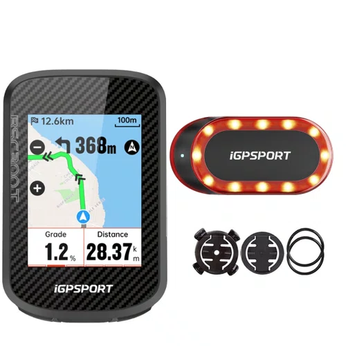 Kit GPS Igpsport BSC300T + Sinalizador Traseiro SR Mini 30 Lúmens
