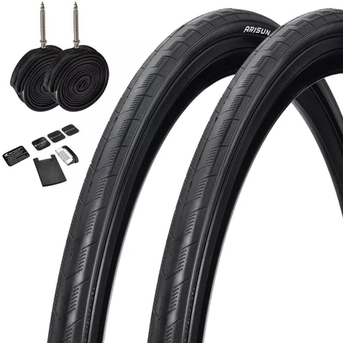 Kit Pneu de Bicicleta Arisun Rapide 700x25+ Câmara Kenda Presta 48mm + Remendo Birzman