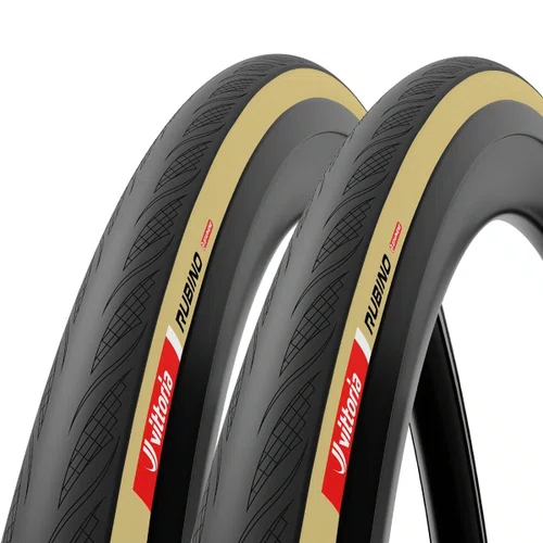 Kit Pneu de Bicicleta Vittoria Rubino V 700x28 Tubeless Bege 2 Unidades