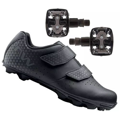 Kit Sapatilha de Ciclismo Northwave Spike 3 + Pedal de Bicicleta Wellgo Padrão Shimano