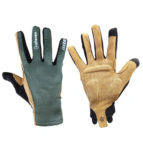 Luva de Ciclismo Elleven Hitech 2 Gel verde e bege