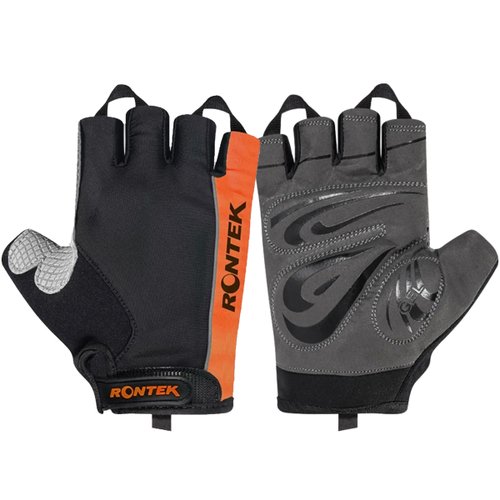 Luva de Ciclismo Rontek RT-22 Gel Preta e Laranja