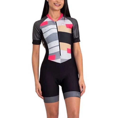 Macaquinho de Ciclismo Marcio May Sport Town Preto e Cinza Feminino