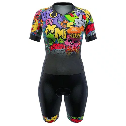 Macaquinho de Ciclismo Marcio May Sports Monstros Feminina Preto