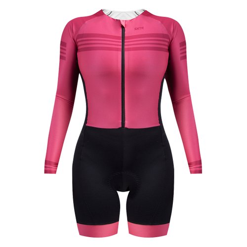 Macaquinho de Ciclismo SportXtreme Adventure Ágata Manga Longa Feminino Preto e Rosa