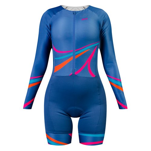 Macaquinho de Ciclismo SportXtreme Adventure Fenix Manga Longa Feminino Azul e Rosa Macaquinho de Ciclismo SportXtreme Adventure Fenix Manga Longa Feminino Azul e Rosa