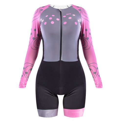 Macaquinho de Ciclismo SportXtreme Adventure Los Angeles Manga Longa Feminino Preto e Cinza