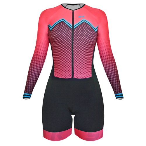 Macaquinho de Ciclismo SportXtreme Comfort Coralis Feminino Rosa e Preto