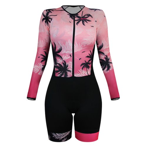 Macaquinho de Ciclismo SportXtreme Comfort Havana Manga Longa Feminino Preto e Rosa