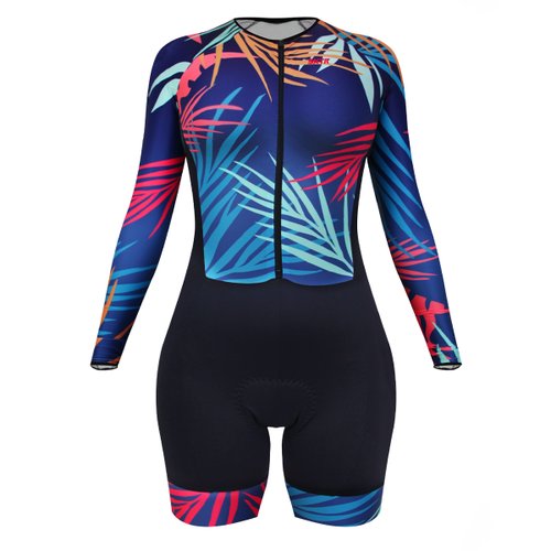Macaquinho de Ciclismo SportXtreme Comfort Manga Longa Magnólia Feminino Preto e Roxo