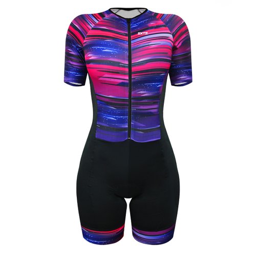 Macaquinho de Ciclismo SportXtreme Comfort Sky Feminino Preto e Roxo