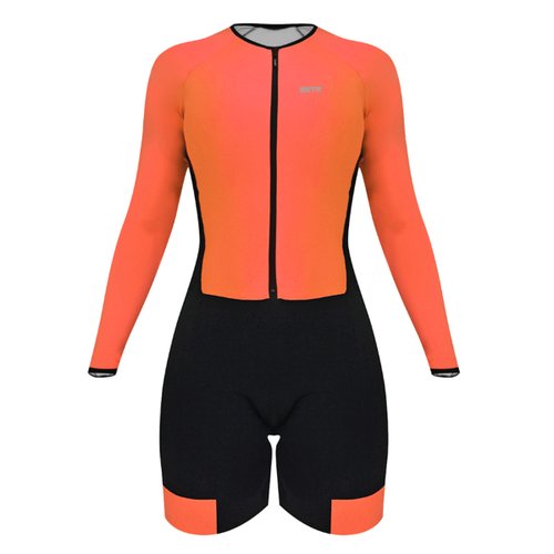 Macaquinho de Ciclismo SportXtreme Comfort Manga Longa Feminino Laranja