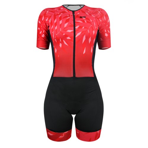 Macaquinho de Ciclismo SportXtreme Comfort Verano Feminino Preto e Vermelho